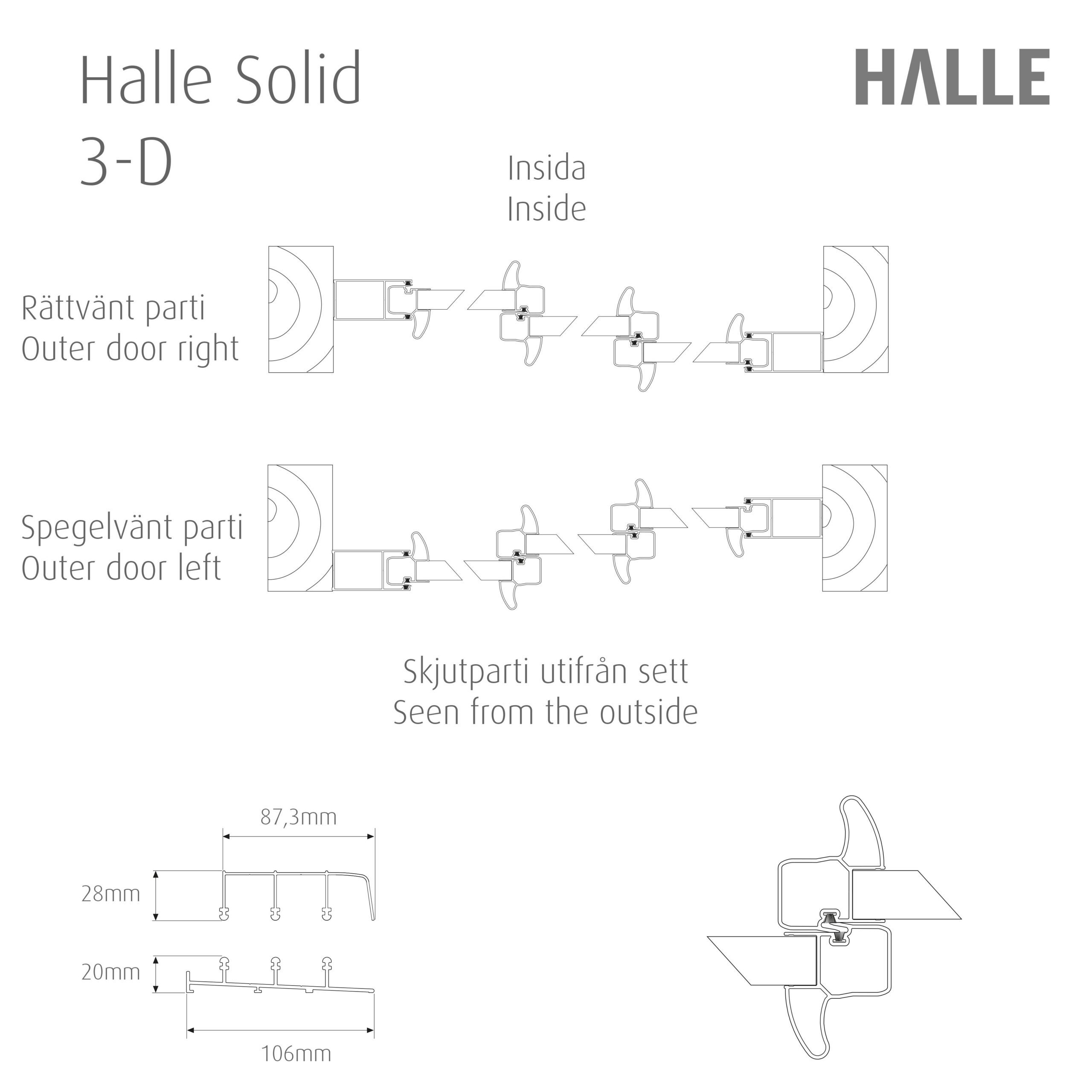 SKYVEDØR 3-DELT HALLE SOLID STANDARDMÅL - Bilde 3