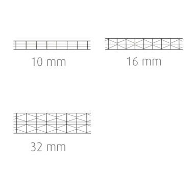Kanalplast 10mm, 16mm, 32mm for Bærende profil